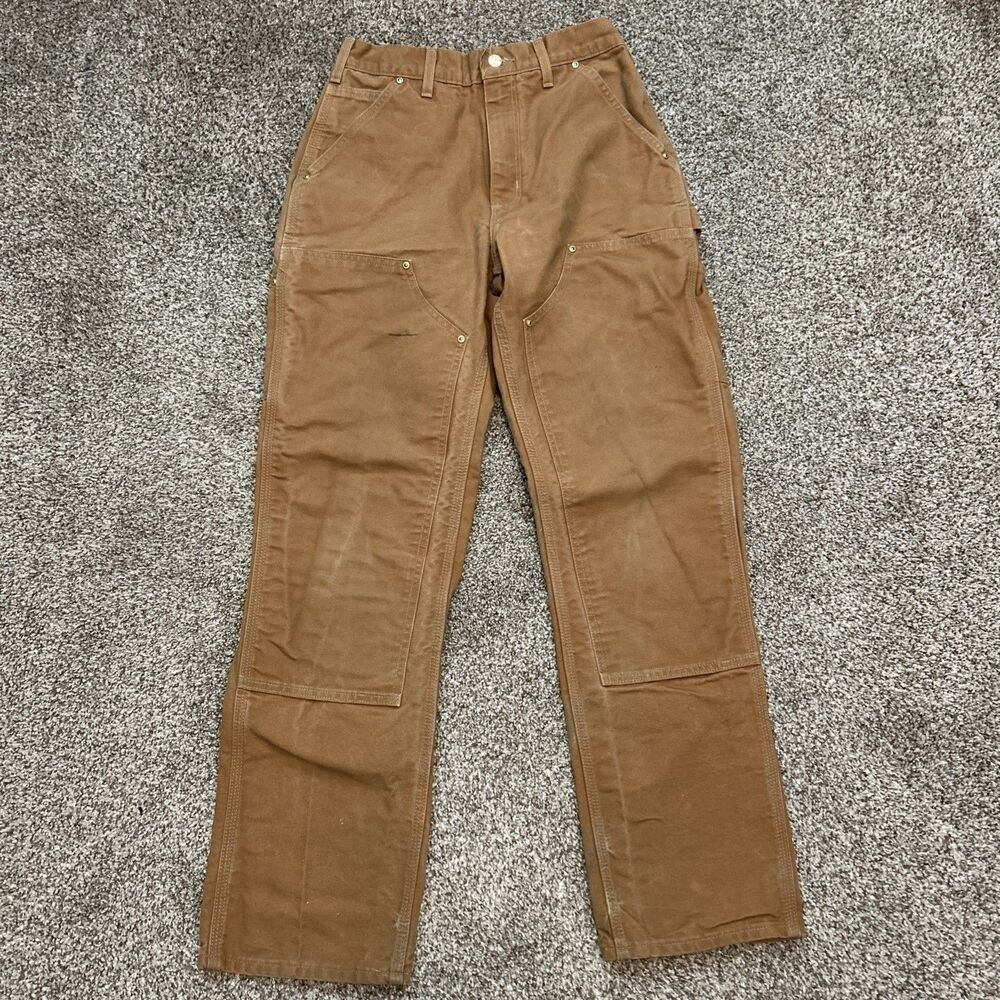 Carhartt Mens 29x32 Brown Loose Fit Double Knee Canvas Carpenter Pants B01-BRN